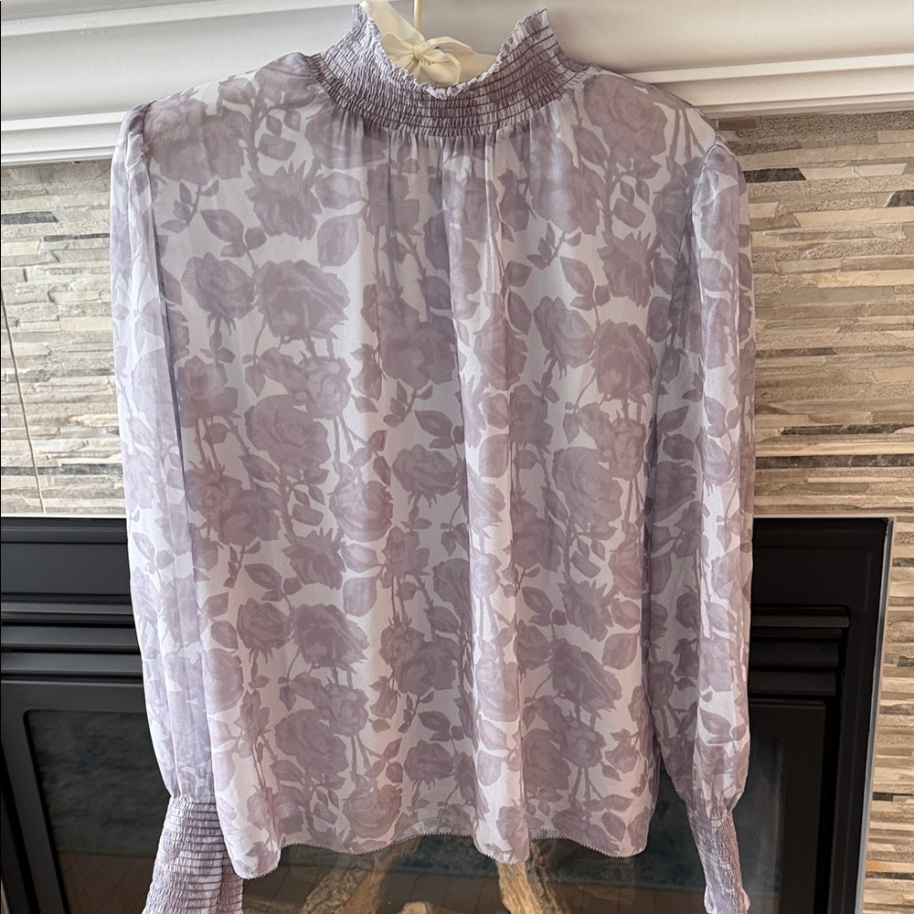 Wilfred Mauve Floral Sheer Blouse